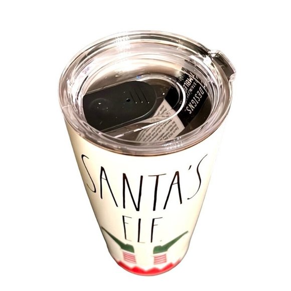 RAE DUNN Santa’s Elf Legs Tumbler Black Ivory Cup Lid 17oz Insulated Stainless N - Picture 2 of 8